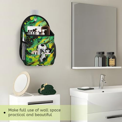 QsirBC Soccer Ball Art 1 Pack Wall Hanging Organizer Bag, Waterproof Polyester Storage Bag with Multiple Pockets, Collapsible Hanging Shelves for Home, Kitchen, Closet Organization
