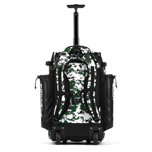 Boombah Catchers Superpack Hybrid Rolling Digital Camo Bat Bag - Multiple Colors - Wheeled & Backpack Version - color: Black/Dark Green