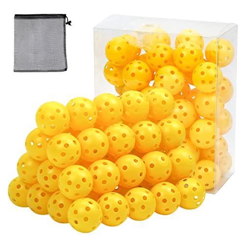 Plastic Golf Balls Practice Limited Flight Golf Training Ball Hollow Swing Practice Indoor Golf Balls with Mesh Drawstring Bag for Backyard Driving Range or Outdoor - color: Yellow