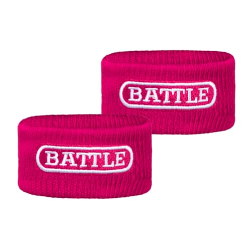 Battle Sports Thick Football Armbands- Wrist Bands for Football, High-Performance Bands with Ultra-Soft Material to Wick Away Sweat and Keep Hands Dry- Includes 2 Wrist Bands - color: Pink