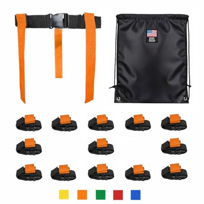 HE Adult Flag Football Belts 40″ Adjustable, Extra-Wide 2″ Heavy-Duty Polypro – Made in USA Lifetime Waranty Several Colors - color: Orange