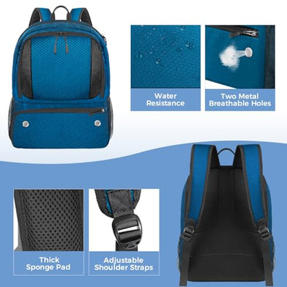 YOREPEK Basketball Backpack, Lightweight Basketball Bag with Ball Holder & Shoes Compartment, Sports Backpack Training Equipment Fit Soccer Volleyball Football - color: Blue