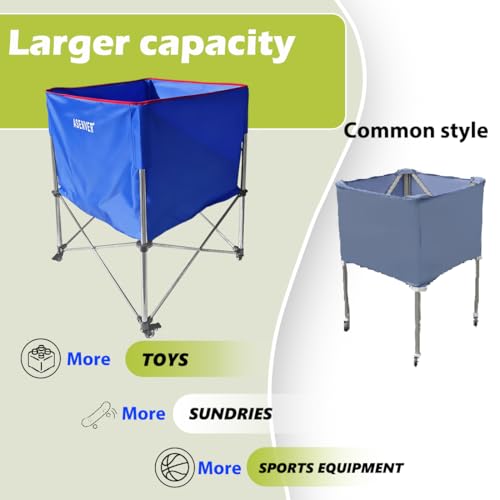 Large Capacity Basketball Collecting Cart Portable Volleyball Hopper Removabale Ball Storage Caddy with Lockable Wheels