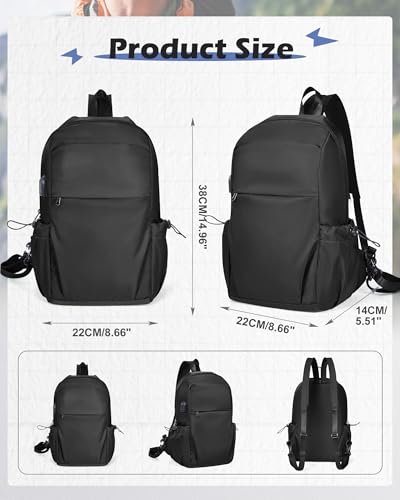 SEAFEW Large Black Convertible Sling Crossbody Backpack Shoulder Bag for Men Women, Waterproof Nylon Chest Bag One Strap Back Pack for Hiking Walking Biking Travel Cycling with USB Charger Port - color: Black-large-convertible