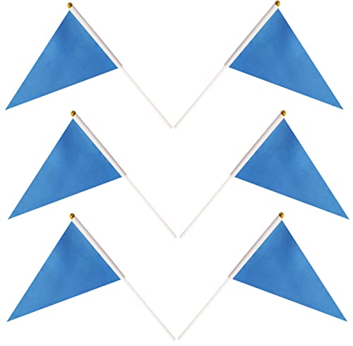 50 Pack Blue Pennant Small Mini Flags On Sticks,Hand Held Solid Blue Pennant DIY Graffiti Flag,Party Events Celebration,School,Grand Opening,Kids Birthday,Sports Clubs,Flower Pot - color: Blue