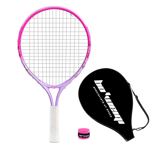 bo'weiqi 17"-25" Kids Tennis Racket for Aged 2-12 Lightweight Youth Tennis Racquet for Girls and Boys Outdoor/Indoor Sports with 1 Non-Slip Grip and 1 Shoulder Strap Bag Easy Carry - color: Pink, size: 17"