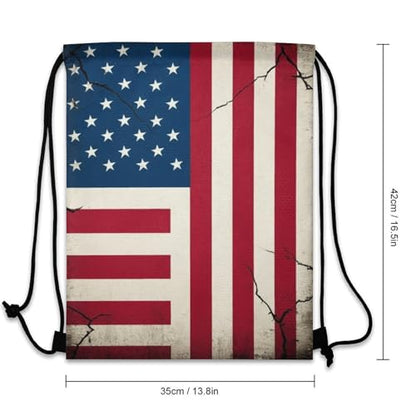 Yoga Drawstring Bag Gym Sackpack String Backpack Waterproof for Sports Beach Swimming Lightweight Men Women, American Usa Flag Crack Bags - color: Picture (1001)