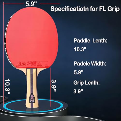 DHS Ping Pong Paddles with Fabric Paddle Cover Case，Sticky Rubber for Max Spin, 7-Ply Wood Table Tennis Racket, Tournament Ready