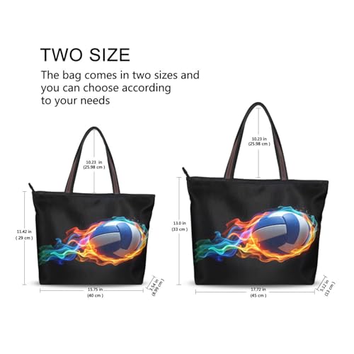 Volleyball Ball Black Tote Bag for Women Work Beach Bag Travel Bag - size: 18.5 L