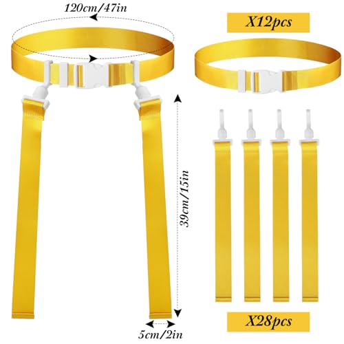 Peryiter 2/12/24/36 Player Flag Football Belt, Adjustable Football Belts and Flags for Kids Youth Adult Sport Team Training - color: Yellow