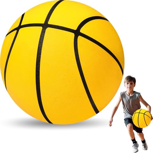 VioraWhite Silent Basketball Size 7 (29.5") Indoor Basketball Foam Indoor Upgrade Silent 9 Inch Elastic Inside for Dribbling Training Practice Ball - color: Yellow