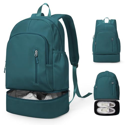 Gym Backpack for Women Men, Lightweight Gym Bag with Shoe Compartment, Waterproof Sports Backpack with Wet Pocket, Peacock Blue