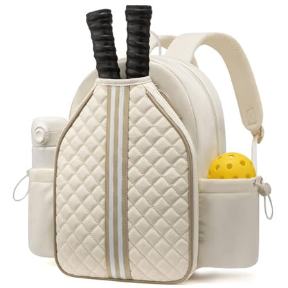 Pickleball Bags for Women Lightweight Crossbody and Stylish Quilted Pickleball Paddle Sling Bag Backpack - color: Beige, size: Large