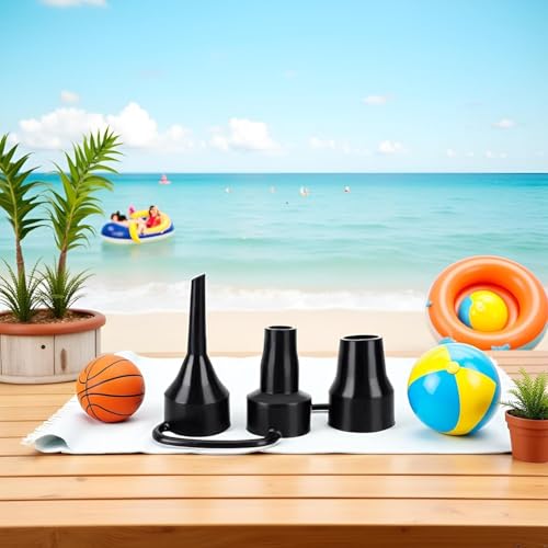 Black Air Pump Replacement Nozzles, Plastic Pump Nozzles, 3 Sizes Inflatable Pump Nozzles Head, Air Pump Inflator Adaptor Accessory for Partial Air Bed, Air Mattress Accessories