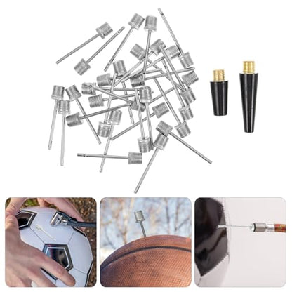 KESYOO 32pcs Ball Pump Needles Set with Metal and Plastic Football Valve Needles for Basketball Soccer Air Inflator Accessories, Sports Replacement Inflation Pins for Training and Game