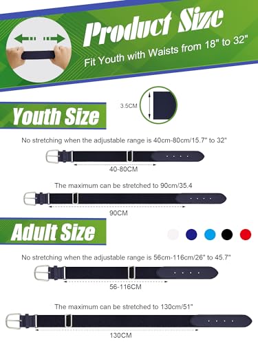 12 Pieces Baseball Belts Bulk Softball Belts Packs Leather Belt Adjustable Softball Belt Stretch Sports - color: Navy Blue, size: Youth Size