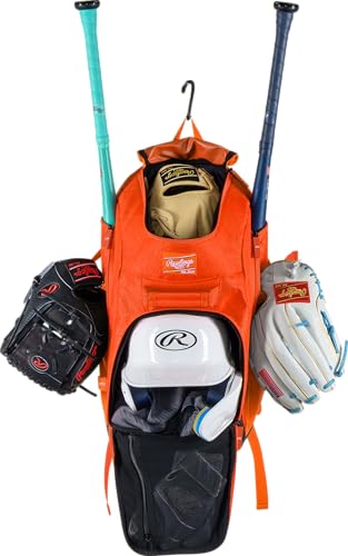 Rawlings | FRANCHISE 2.0 Player's Backpack | Baseball/Softball | Rec/Travel | Multiple Styles | Baseball/Softball - color: ATHLETIC ORANGE