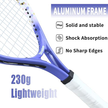 Senston Kids Tennis Racket Set (17 & 23 Inch) - 1 Pack Junior Tennis Racquet, Lightweight Aluminum Frame, Includes Cover - color: blue, size: 23 inch