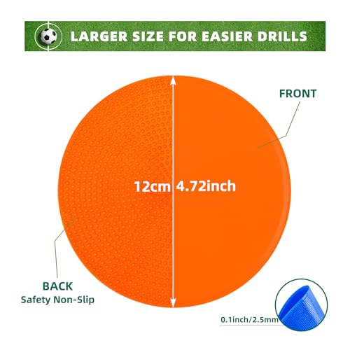 Spot Markers 4.72 Inch 9 Inch Non Slip Rubber Floor Markers Flat Field Cones Poly Dots for Soccer Basketball Sports Speed Agility Training and Drills - style: 4.72inch 60 pcs