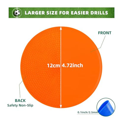 Spot Markers 4.72 Inch 9 Inch Non Slip Rubber Floor Markers Flat Field Cones Poly Dots for Soccer Basketball Sports Speed Agility Training and Drills - style: 4.72inch 24pcs