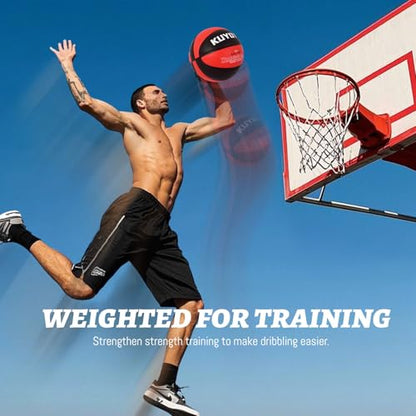 KUYOTQ 3LBS/3.3LBS/2.2LBS Weighted Heavy Training Basketball 29.5/28.5" in and Outdoor Improving Handling Dribbling Passing Rebounding Skill Composite Size 7/6 Weighted Training Basketball Equipment - color: Black+Red, size: Size 7 Adult - 29.5"-3LBS