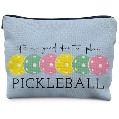 Pickleball Gifts for Women: Colorful Makeup Bag, It's a Good Day to Play Cosmetic Toiletry Bag, Gifts for Pickleball Lovers (Blue) - color: Colorful Pickleball - blue