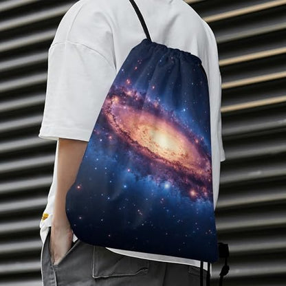 Theft Proof Drawstring Bag Water Resistant Cinch Sack Gym Sport Backpack for Travel Camping, Space Galaxy Bags - color: Picture (1010)
