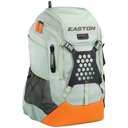 Easton unisex-adult Walk-Off NX Backpack Equipment Bag |Baseball & Fastpitch Softball |Team Logo Panel|Multiple Colors - color: Light Green / Orange