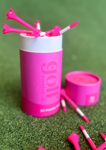 Hot Neon Pink Golf Tees 3.25 Inch (83mm) - High-Visibility Lady Golf Tee Set (Pack of 30) for Maximum Woman Performance, Women's Driving, Long Shots, Aesthetic, Gift, Breast Cancer Awareness