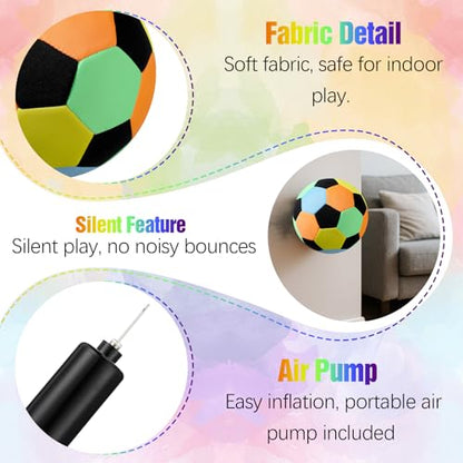 Soulchen 2 Pack Indoor Soccer Balls Soft Soccer Balls Size 4 for Kids Sports Gift Created for Ages 3+ Kids Boys Girls Practice Juggling Inside Your Home and Yard