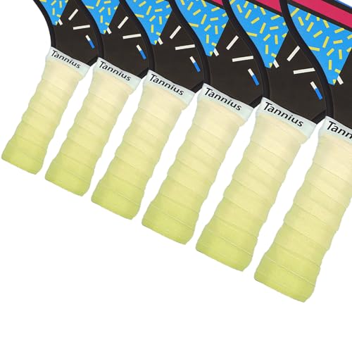 Pickleball Paddle Grip Tape, 6 Pack Pre-Cut Pickleball Grips, Absorbent and Enhanced Pickleball Paddle Overgrip Tape(Gradient Color) (Yellow) - color: Yellow