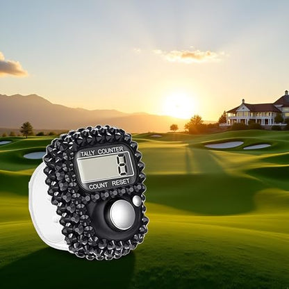 Electronic Finger Tally Counter Clicker Counter,Portable Digital Display Tally Counter,Convenient Resettable Mini Lap Counter for Golf Goods Counting Accessories,Track and Field Lap Counters - color: Black