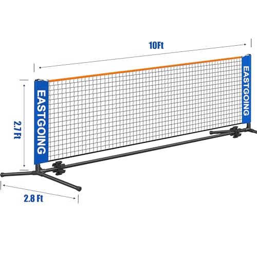 10 ft Mini Portable Soccer Tennis Net | Pickleball Net System with Carrying Bag for Driveway Backyard. Easy Assemble Beach Tennis Net | Tennis Practice for Indoor and Outdoor