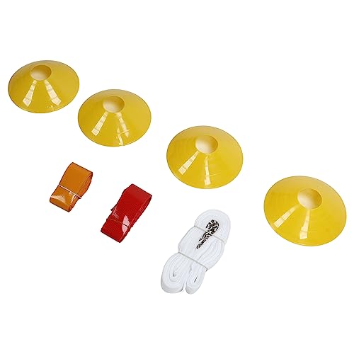 Flag Football Set 10 Player Football Belts Flags Kit With 30 Flags 4 Cones For Kids Teens And Beginners Safe Non Collision Sport Game PVC Ribbon Material White Belts (Red and Yellow)