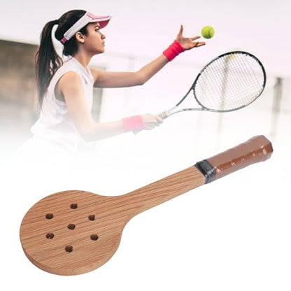Wooden Tennis Training Racket, Lightweight Poplar Wood Bat for Improved Power Control, Accurate Swing Practice for All Skill Levels Outdoor Indoor Play