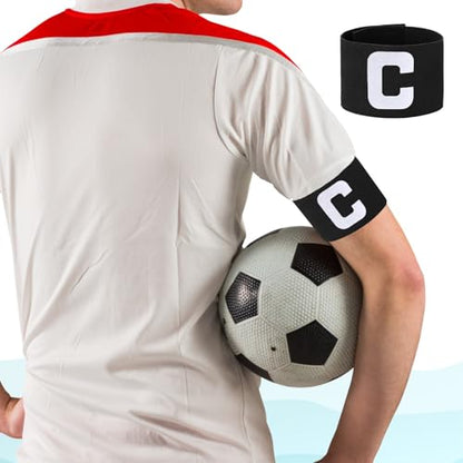 2 PCS Captain Armbands, 7x33 CM/2.75x13 Inch Black Soccer Captain Armband Adjustable Leader Armband Team Sport Armband Football Rugby Basketball Player Band for Adult Youth Soccer Volleyball Team