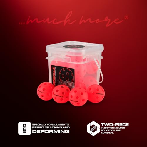 Cannonballz - Indoor Pickleball Balls Multi-Pack – 26 Hole Fluorescent Ember Pickleball Balls, USAPA Approved Indoor Pickleballs for Training, Practice & Tournament Performance