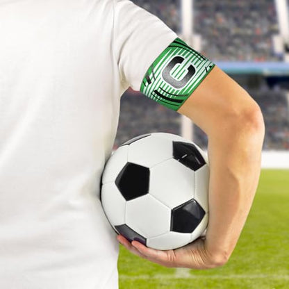 Soccer Captain Armband, 2Pcs Sports Captain Armbands Elastic Protective Arm Badge Adjustable Football Basketball Player Bands Adult Women Men - style: arc-green