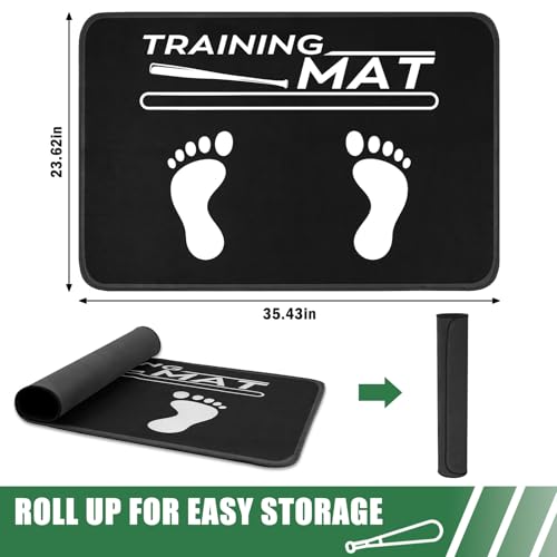 Baseball Hitting Mat, 35.4 X 23.6 Inch Softball and Baseball Batting Mat with Feet Placement, Batter Stance Alignment Guide Equipment for Kids to Swing Training and Improve Posture