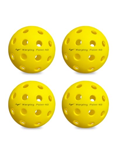 Warping Point Pickleball Balls | 26 Holes, 40 Holes | 4 Pack, 12 Pack | Meet USAPA Specifications | High Bounce Durable Practice Pickle Ball for Beginner & Intermediates | Orange, Blue, Yellow, Green - size: 4 pack