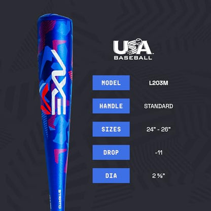 Axe | Strato | USA Tee Ball Baseball Bat | Drop -11 | 1-Piece Alloy | 2-5/8" Barrel - size: 25"