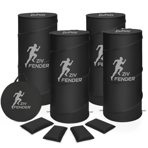 ZivPlay Pop Up Defender Soccer and Basketball Defender Dummy Practice Equipment for Defence Training Drills with Pop Up Barrels Sand Bags and Carry Bag Color Black