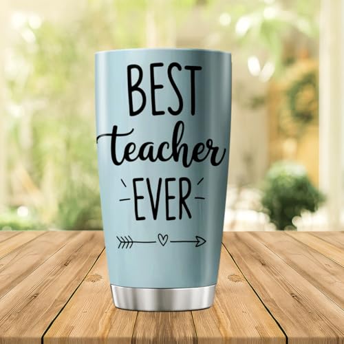 CUBICER Best Teacher Ever Tumbler Gift For Teachers Stainless Steel Insulated Travel Cup 20 Oz Durable Spill Proof Coffee Mug Appreciation Present Cool Drink Heat Bottle Hot Outdoor - color: Teacher Appreciation S0