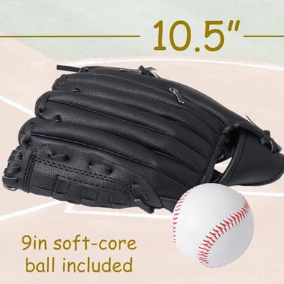 Urby Left Handed Baseball Glove, Left Handed T Ball Glove for Lefty, Left Hand Throw Only. T-Ball & Youth Baseball Gloves. - color: Black, size: 10.5in Age 4-7