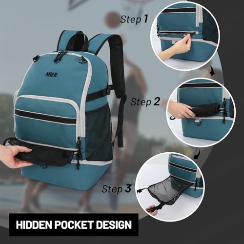MIER Basketball Backpack Bags Sports Gym Backpacks with Shoe Compartment and Ball Holder for Adult Men Large Soccer Bag - color: Green