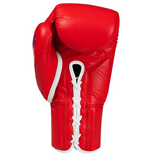 Fury Professional Lace Training Gloves - Lace Up Sparring Gloves for Boxing, Bag, and General Training - color: Red, size: 12 oz