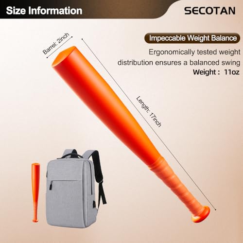 Baseball Bat, Aluminum One Hand 17-Inch Training Bat, Softball Bat, Home/Car/Self Defense, Batting Practice, Aluminum Bat, Truck Tire Checker Bat - color: Neon Orange