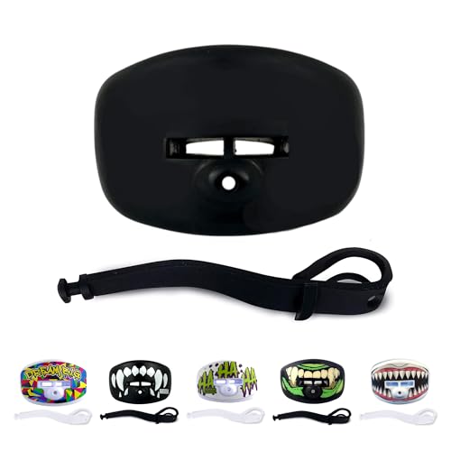 DAMAGE CONTROL Pacifier Mouthpiece – Football Mouthguard with Helmet Strap, Protects Teeth, Jaw & Mouth – Mouth Piece for Sports, No Boiling, Allows Airflow – Gear for Adults & Youth (Black) - color: Black