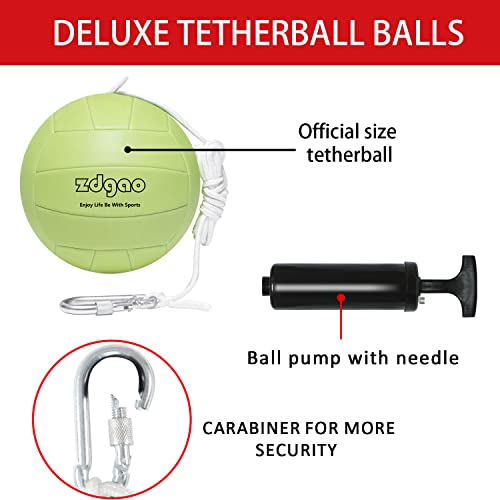 Portable Tetherball-Glow in The Dark Replacement Tether Ball with Carabiner, Ball Pump with Needle for Kids and Adults Outdoors Backyard Game
