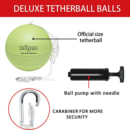 Portable Tetherball-Glow in The Dark Replacement Tether Ball with Carabiner, Ball Pump with Needle for Kids and Adults Outdoors Backyard Game
